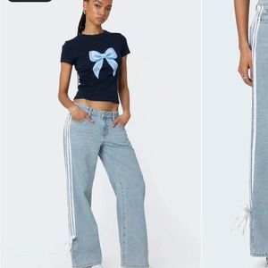 Edikted Striped Bow Tie Jeans